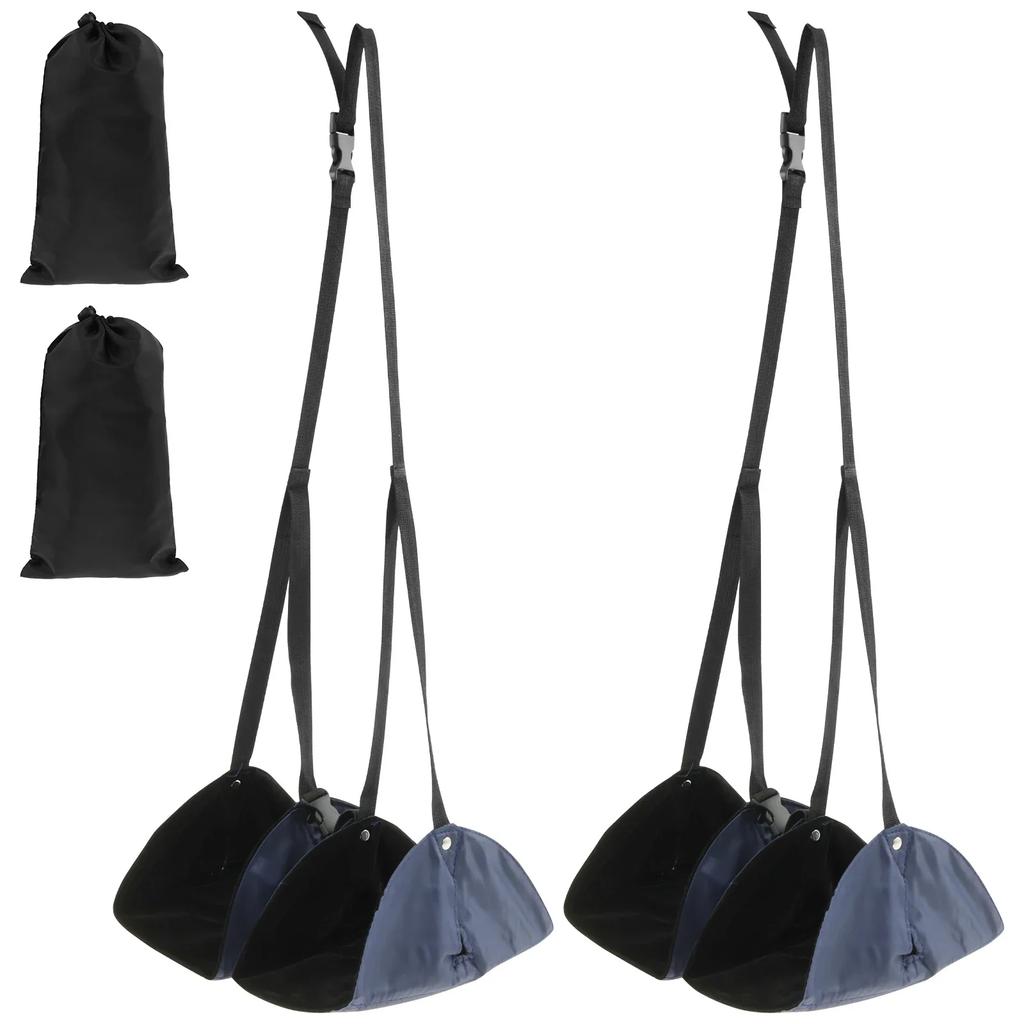2PCS Adjustable Footrest Hammock Portable Travel Suspended Storage Bag Travel Long Flight Bus Train Office Leg Rest Hammock