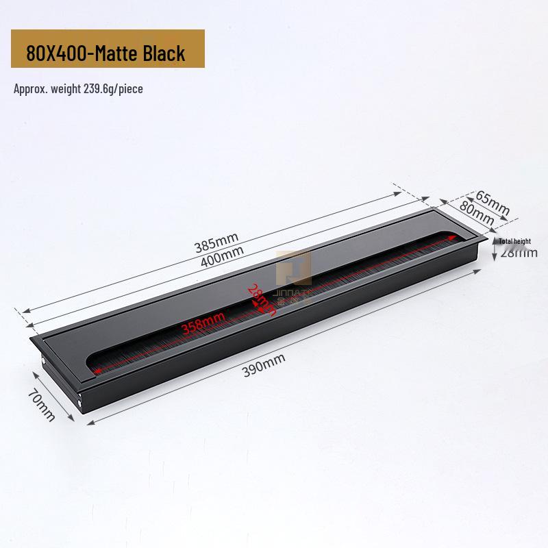 Aluminum Alloy Desk Cable Management Box with Brush Grommet