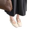 Französische Retro-Schuhe mit quadratischer Spitze und flachem Ausschnitt, Damenschuhe 2025 Frühling neu, koreanische Version, märchenhaft, lässig, weich, flach, Mary Jane-Schuhe