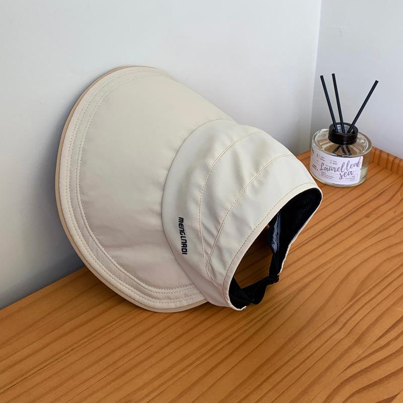 

Солнцезащитная шляпа женская дорожная складная солнцезащитная шляпа-ведро для велоспорта с большими полями, виниловая, защищающая от ультрафиолета, с открытым верхом бежевый