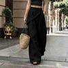Women's Color Elastic Waist Wide Leg Casual Pants with Irregular Hem