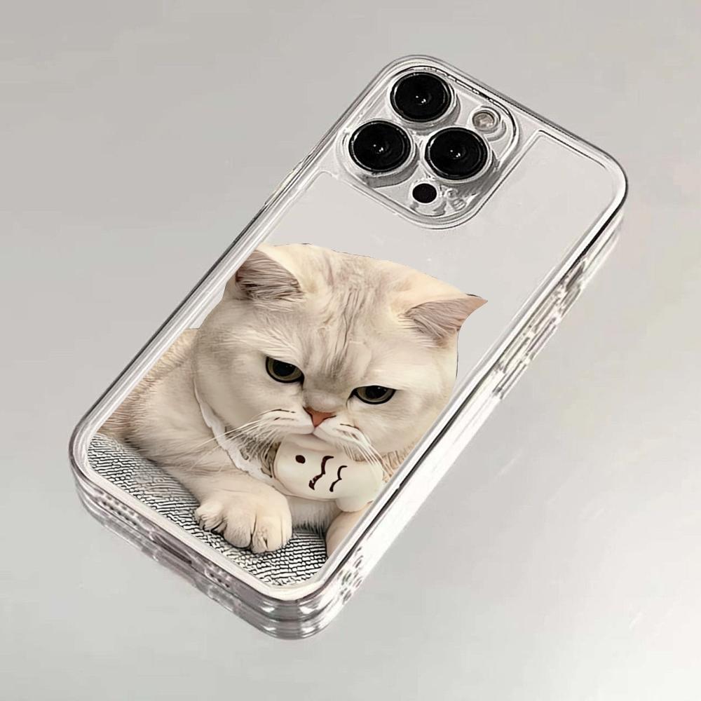 Cute cat TPU transparent phone case suitable for iPhone 17 16 15 14 13 12 11 Pro/Max/Plus anti drop and shockproof back cover