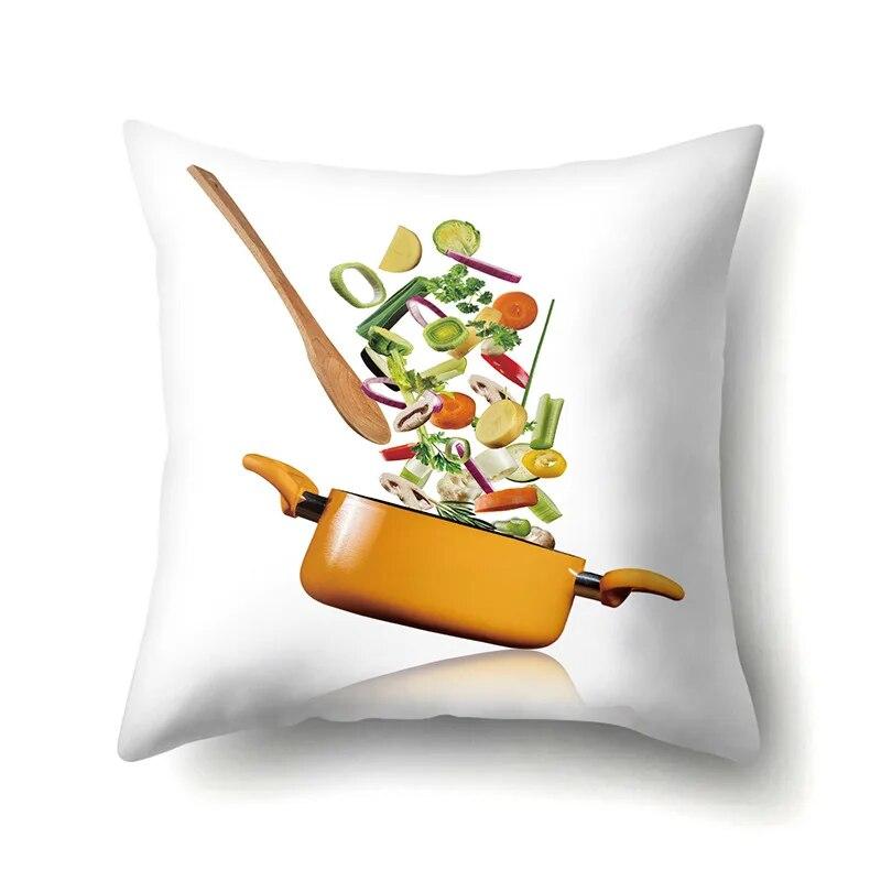 Cooking Food Pillowcase Cartoon Pattern  Lumbar Pillow Sofa   Cushion