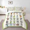 Animal Alphabet ABC Chart Bedding Set (1 Duvet Cover, 2 Pillowcases, Duvet Not Included), A To Z Cute Cartoon Animals Art Print
