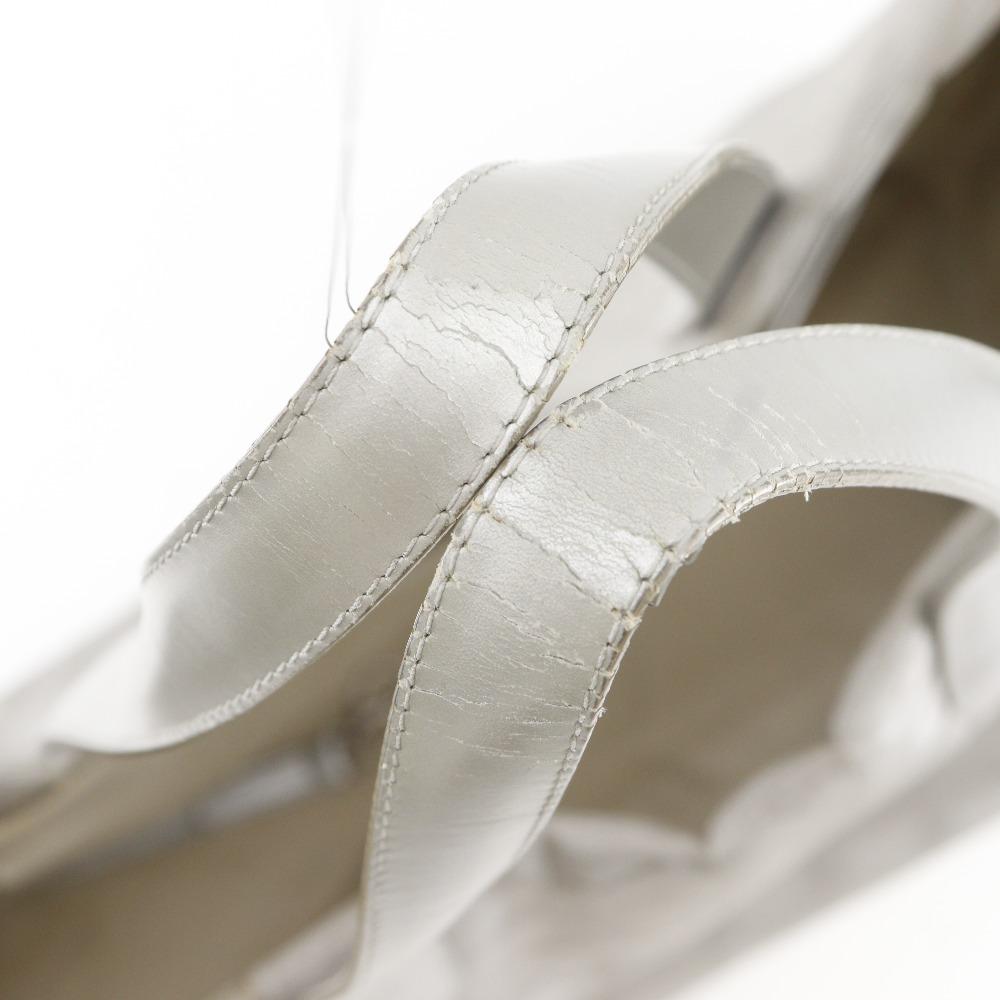 CHANEL Tote MM Tote Bag A15991 New travel line Silver Nylon canvas Women Used