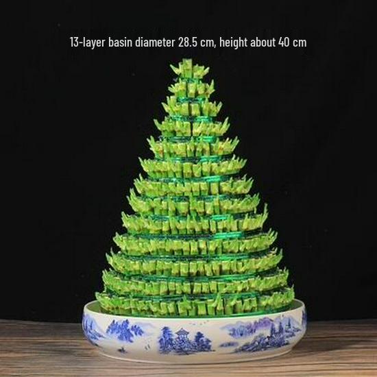 Prosperity Bamboo Tower: Hydroponic Indoor Plant for Wealth and Fortune