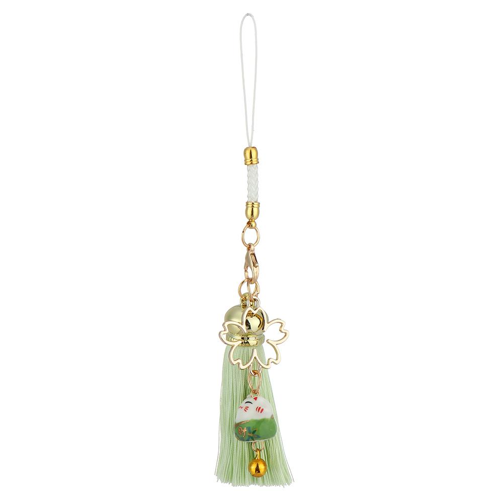 Phone Charm Rope Lucky Cat Cherry Blossom Bell Tassel Mobile Phone Lanyard Bag Pendant Cell Phone Hang Rope