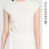 ELLASSAY Women's 3D Crochet Knit Cap-Sleeve Top