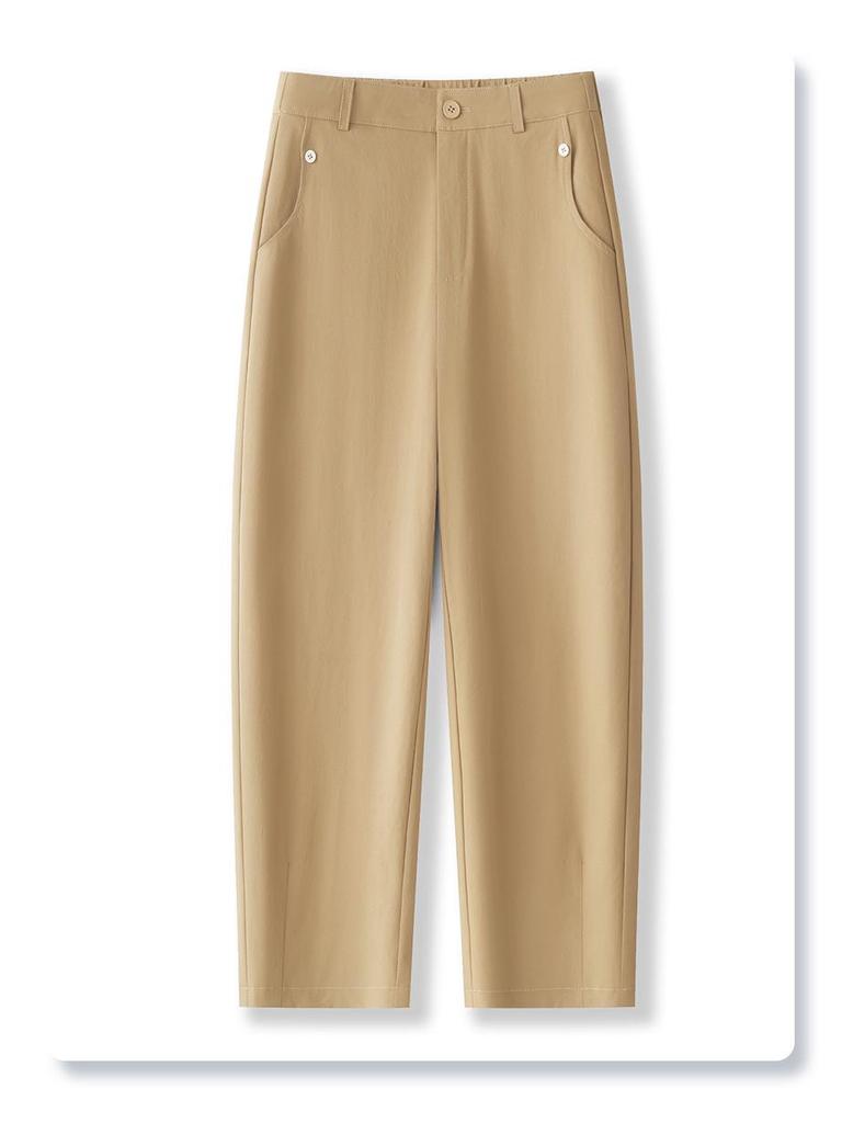 Women's Khaki High-End Drapey Casual Harem Pants - Summer 2025 Collection Thin Suit Carrot Style
