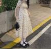 French Floral Milk Tea Dress - Puff Sleeve Waist-Slimming Summer Style for Women