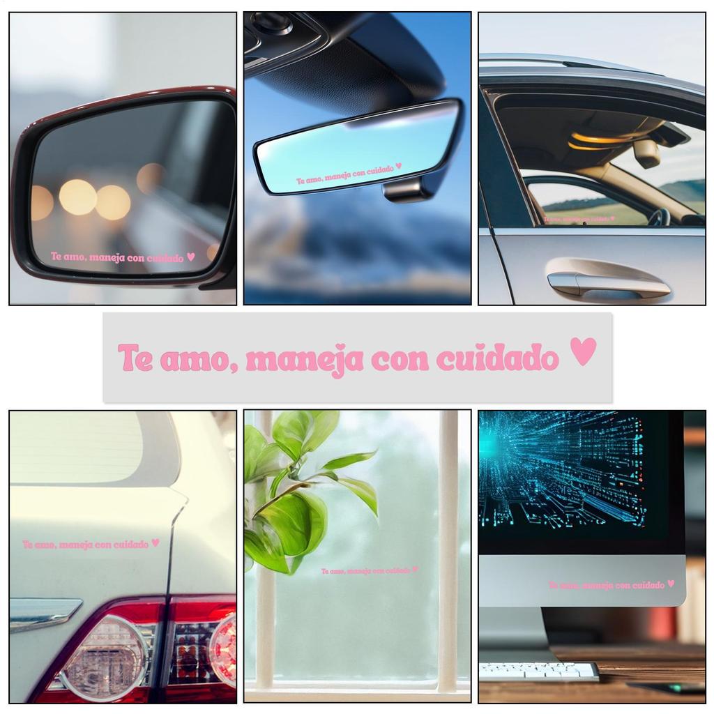 Rearview Mirror Decal 5 Pieces Spanish Motivational Interior Mirror Decals Waterproof Decorative Cute Stickers 4 Inches For Car