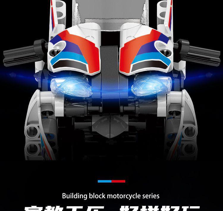 BMW Motorcycle Technic Building Blocks Toy - M000RR. Compatible with Lego, Educational Assembly Gift for Boys & Girls.