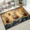 Retro Nautical Map Chart Treasure Map Compass Moto Rug for Bedroom Living Room Sofa Home Doormat Decor,Kids Non-slip Floor Mat