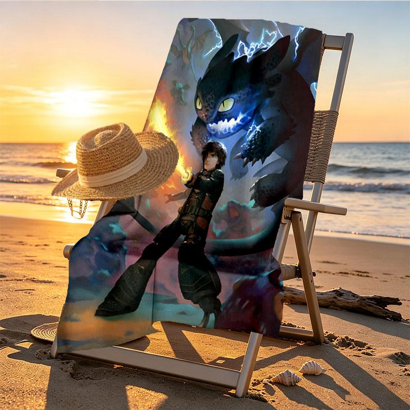 How to Train Your Dragon Print Beach Towel Design, Soft, Lightweight. for Home Bathroom, Spa, Pool, Yoga, Surfing, Camping, Gift for Family, Friend