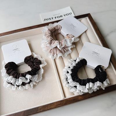 4 STÜCKE Temperament Spitze Haarbänder Premium Gefühl Lederbänder Dünndarm Kreis Spitze Pferdeschwanz Haargummi Stirnband Gummi Hai