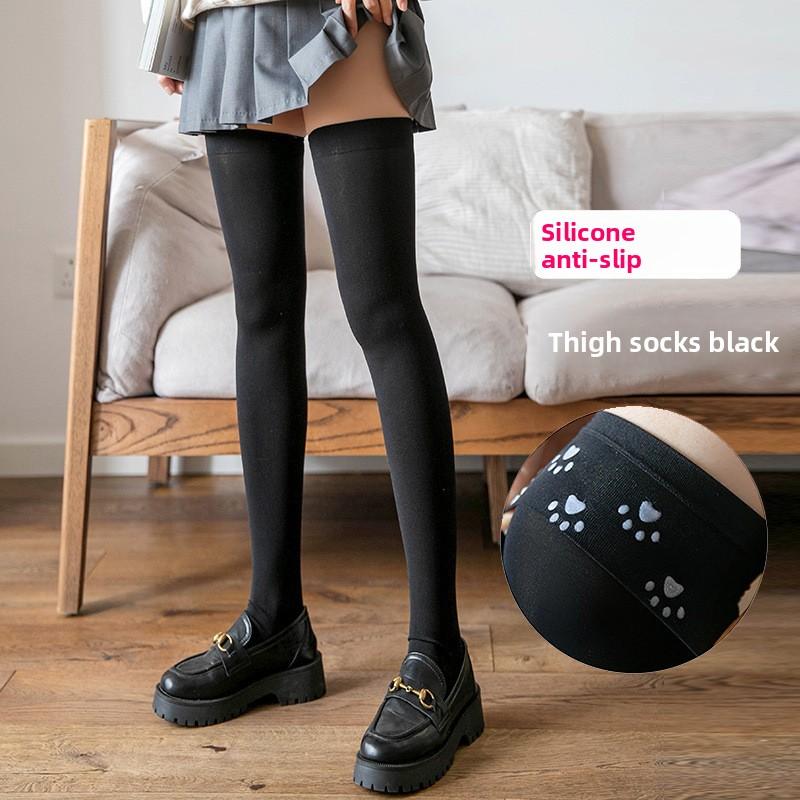 Vår och Sommar Ren College-stil Lätta och Andningsbara Högkvalitativa Silkesstrumpbyxor i Enfärgade Färger Halkskydd Funktion Långa Leggings