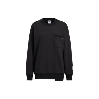Originals Trefoil Logo Print Crew Neck Pullover Sweatshirt Women Sweatshirt Black HS9505