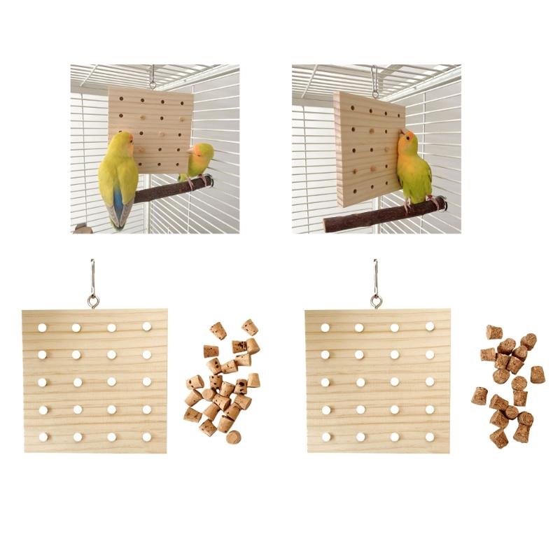 Bird Cage Toy Birdcage Hanging Molar Toy Wood Block Cage Rope Grinding Toy Climbing Swing Toy for Lovebirds Cockatoos