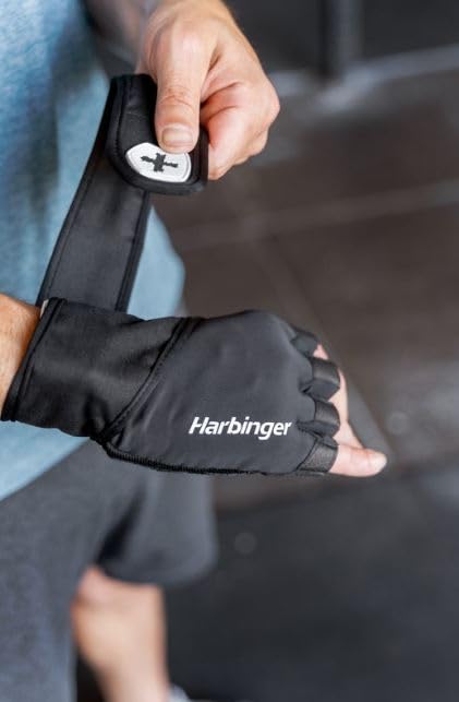 Japanese Harbinger Pro Wrist Wrap Gloves for Strength Training and Heavy Size M 22278 [Official Product] 2.0 Lifting, Black, (Glove Circumference