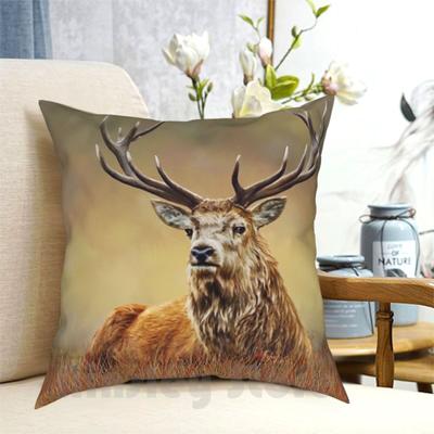 König Des Waldes Kissenbezug Bedruckt Zuhause Weich DIY Kissenhülle Hirsch Rothirsch Weihnachtshirsch Weihnachtliches Rothirsch Hirsch Rot
