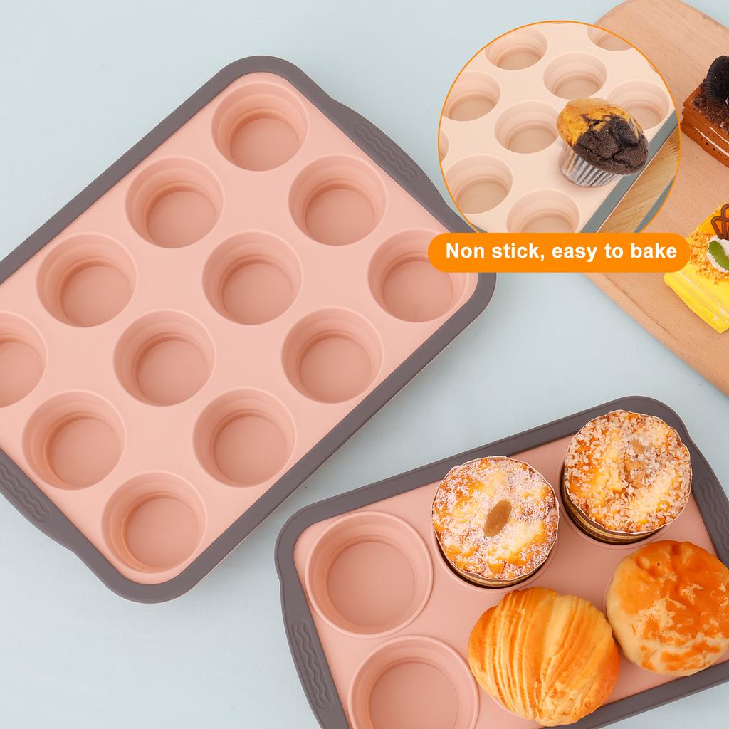 2/3Pcs Silicone Cake Mold 6/12 Holes Baking Tray Non-Stick Muffin Mould Foldable Cupcake Baking Tin DIY Cake Kitchen Accessories
