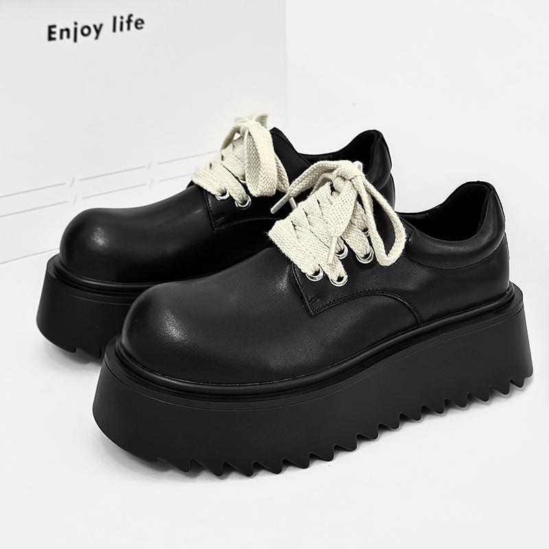 

Модные черные туфли Дерби на толстой подошве для мужчин Модные белые туфли на шнуровке для отдыха на природе Модные вечерние повседневные качественные молодежные туфли Новые 44 чёрный