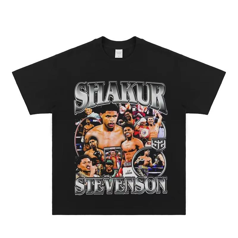 

Футболка-коллаж Shakur Stevenson Boxing Pro Мягкий хлопок Смелый принт Свободный крой Городской стритвир для стильных людей L