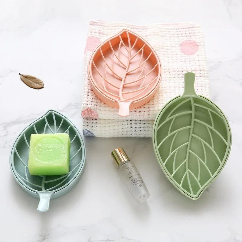 Bathroom Soap Dish Kit Leaf Shaped Soap Holder Drain Soap Box Bathroom Accessories Bathroom Supplies Tools and Measuring Scales