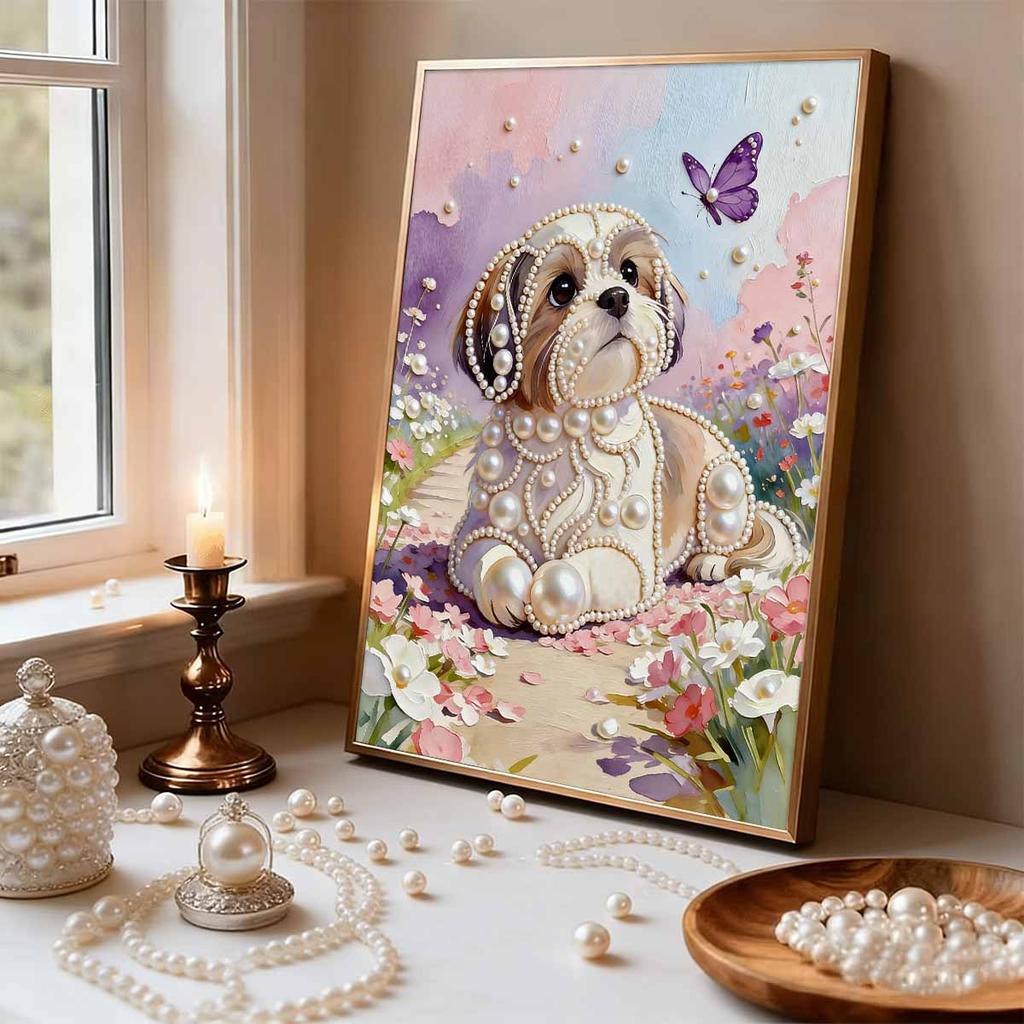 DIY Pup Pearl Diamond Art Painting Kits for Adults and Beginners, Fine View Sparkling Painting Craft Home Wall Decor Handmade Gift