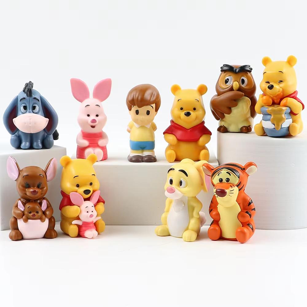 MINISO 10Pcs/Set Anime Cartoon Winnie The Pooh Action Figure Toy Pooh Bear Tigger Eeyore Piglet Action Figure Doll Toys Christmas Gift