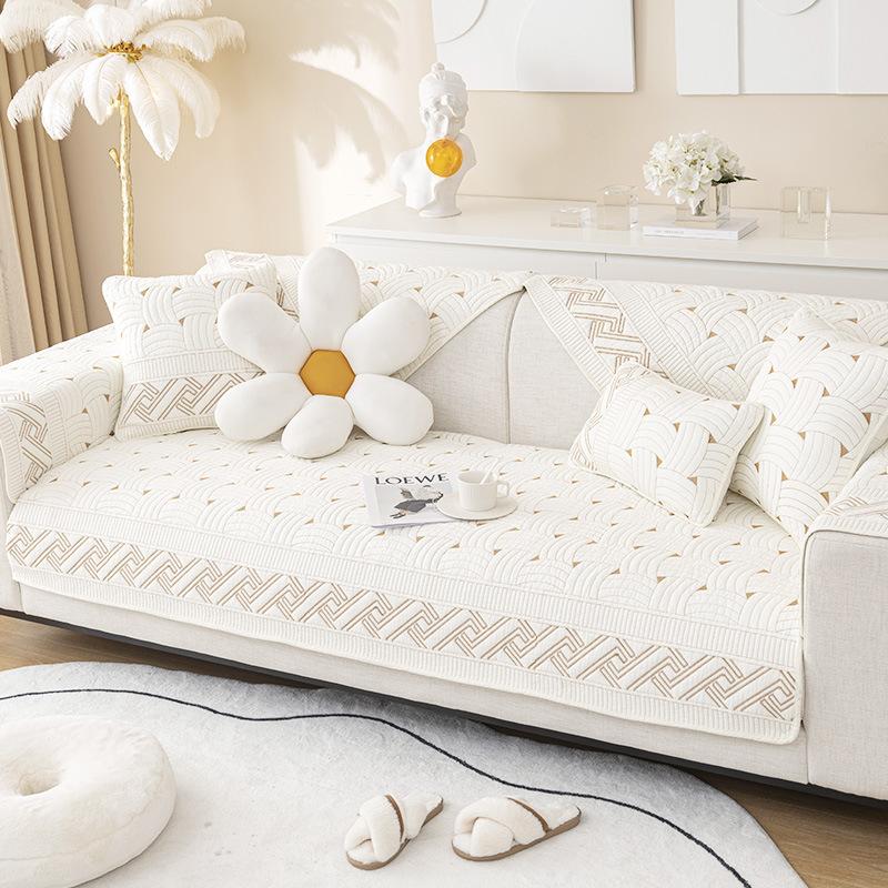 Sofakissen für alle Jahreszeiten, rutschfestes Ledersitzkissen aus Stoff, rutschfester, moderner, einfacher Sofabezug, Stoffhandtuch