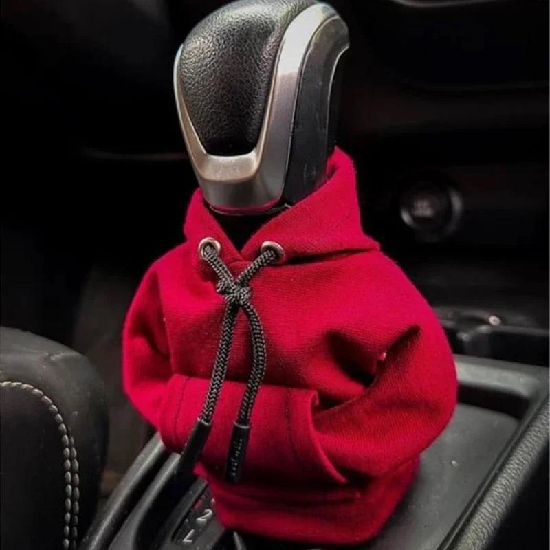 Fashion Hoodie Car Cute Cartoon Gear Shift Knob Cover Gearshift Handle Gear Lever Decorative Hoodie Cover Auto Interior Accessor