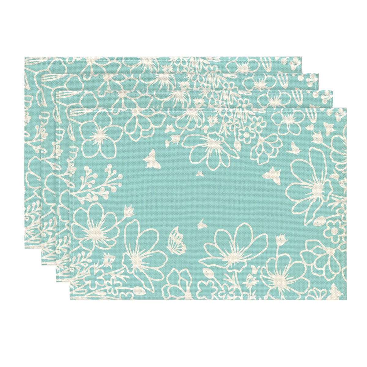 

Pink Bloom Flowers Summer Placemats Set of 4, 12x18 Inch Seasonal Spring Table Mats for Party Kitchen Dining Pink Decoration 12 x 18 , Rectangular 4 Pcs