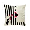 Urban Lipstick Girl Printed Linen Pillow, Fashionable Pillow Cushion Counter Decoration Pillow