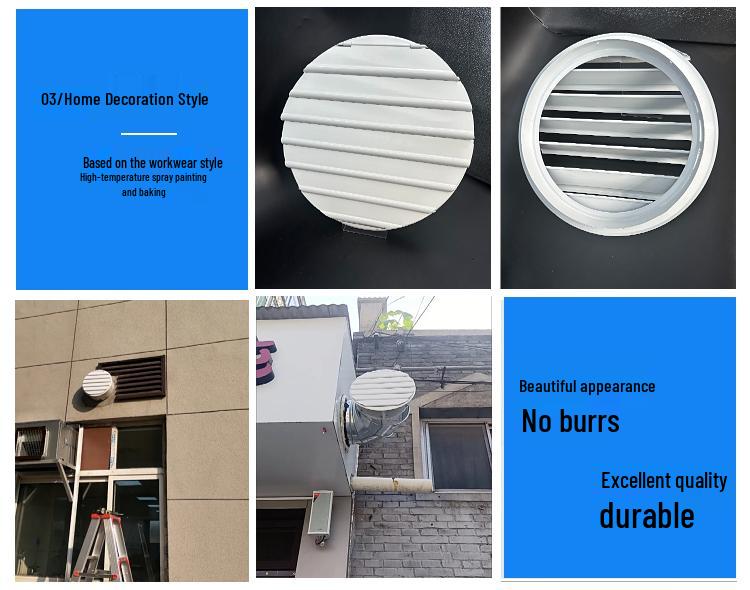 Round Aluminum Alloy Self-Closing Air Vent Louver Fan for Indoor Exhaust Systems