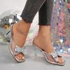 Elegant Ladies Gold Silver Crystal Bowtie Sandals Women Summer 2026 High Heels Slip On Mules Shoes Woman Gladiator Sandals 36-42