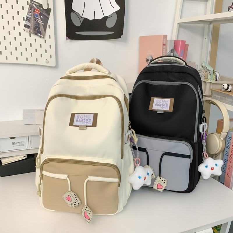Schoolbag, Japanese-style INS Fresh Schoolbag, Female College Student Lighter Backpack, Lightweight Travel Large-capacity Colorblock Backpack