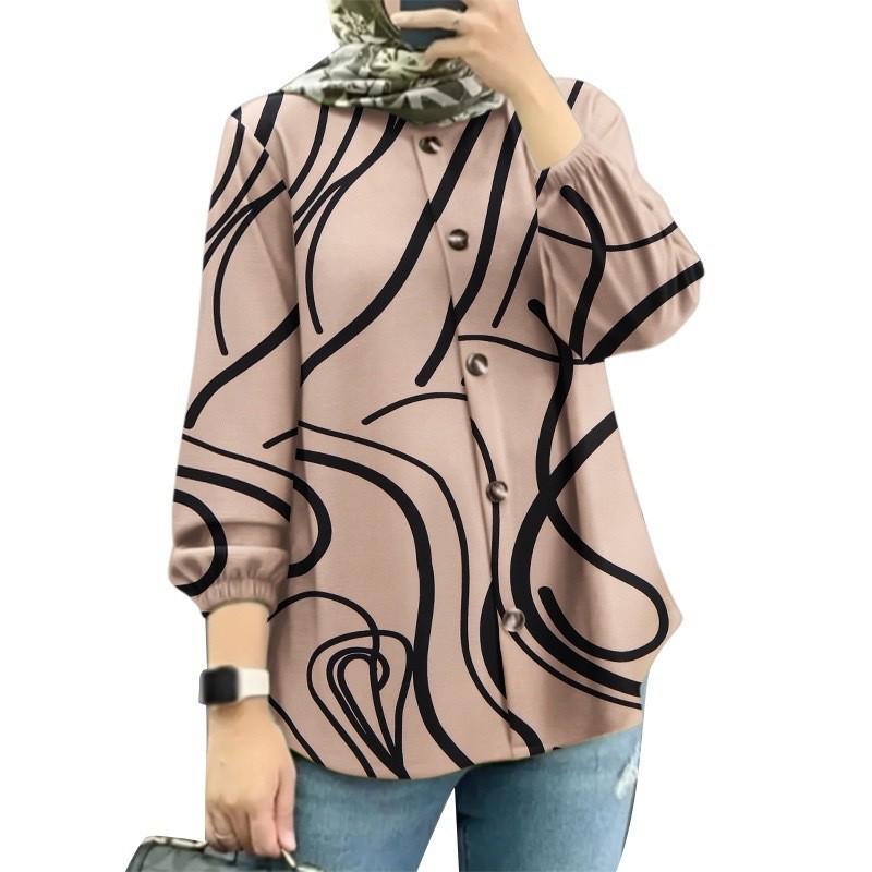 Women's Muslim Floral Puff Sleeve Shirt - New Fashion Arrival