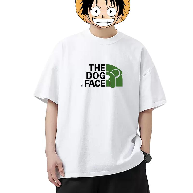 Hipsterstyle Dog Face Face Summer Tshirt Pure Cotton Shortsleeved Top Large Size Suitable for Both Men and Women
