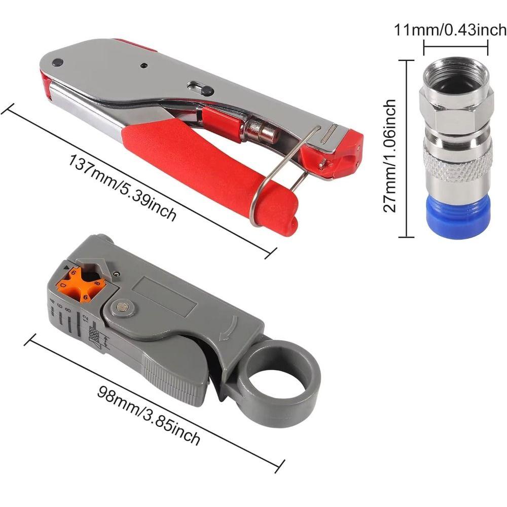 Carbon Steel Coax Cable Crimper Multifunctional Wear-Resistant Wire Stripper Tools Set Coaxial Compression Coax Cable Extend