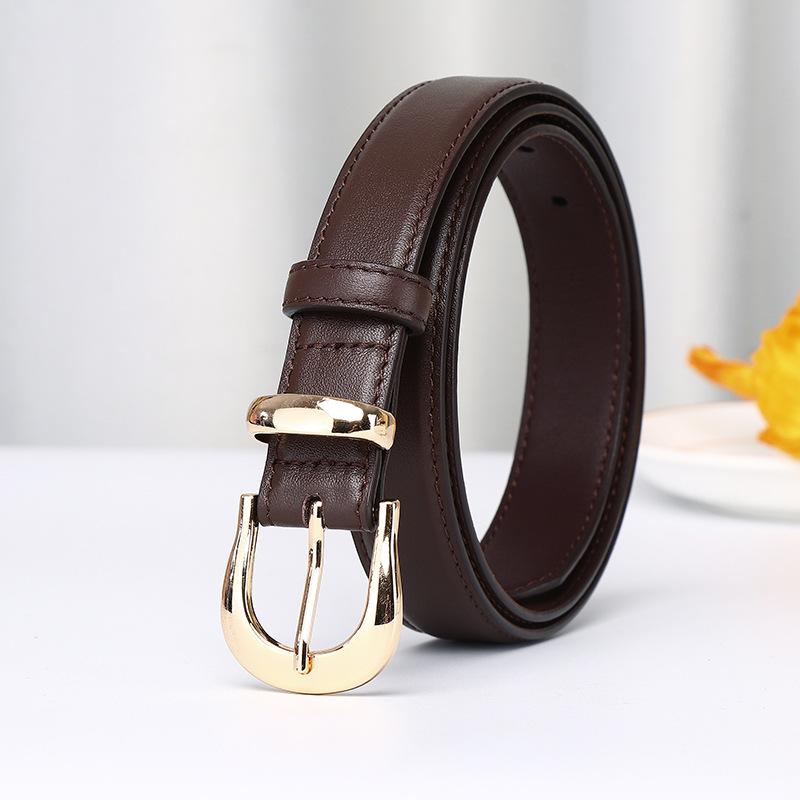 New Fashion Versatile Light Luxury Leather Belt Women'S Trend First Layer Cowhide Casual Jeans Belt Women