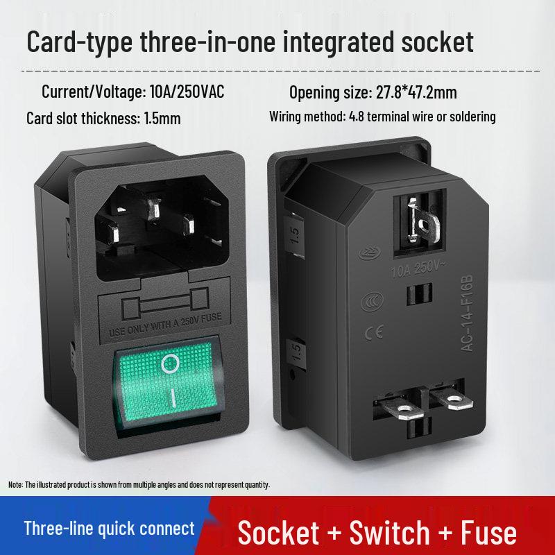Integrated Power Socket with Male/Female Plugs, Switch, and Charging Port for Industrial Cabinet