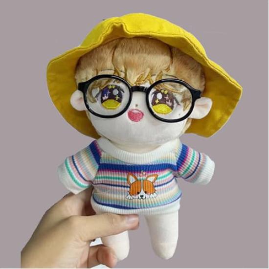 DOYOUCOTO Glasses Plush Doll, Chibi Plush, Oshikatsu, Round Glasses, Mini Doll Parts, Small Plush Toy, Pet Figure, Handmade Material (Clear Light