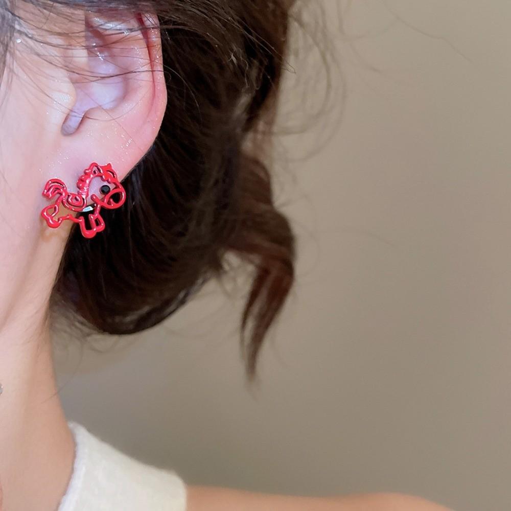 Fashion Jewelry Chinese Style Pony Earrings Rhinestone Drop Earrings New Year Horse Earrings  Woman