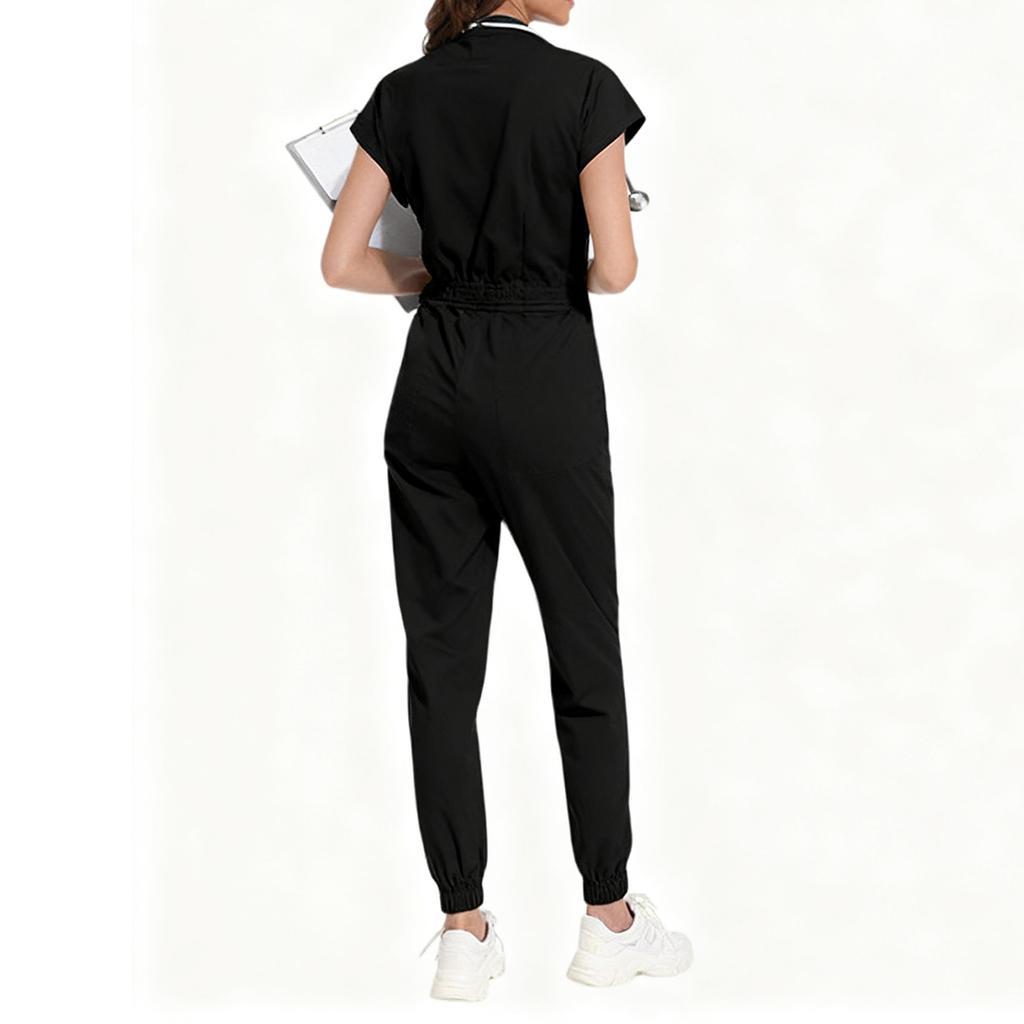 Ladies' Comfortable And Casual Solid Color Short Sleeved Pants Protective Suit Set