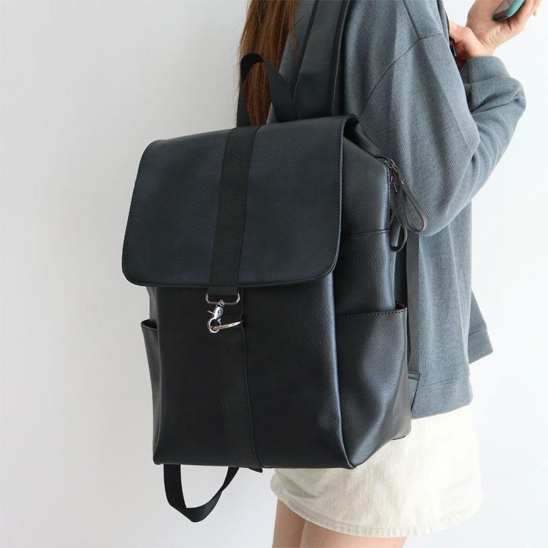 Trendy Women's Soft Leather Backpack: 2026 College and Travel, Korean & Japanese Style, 16-inch Laptop Capacity