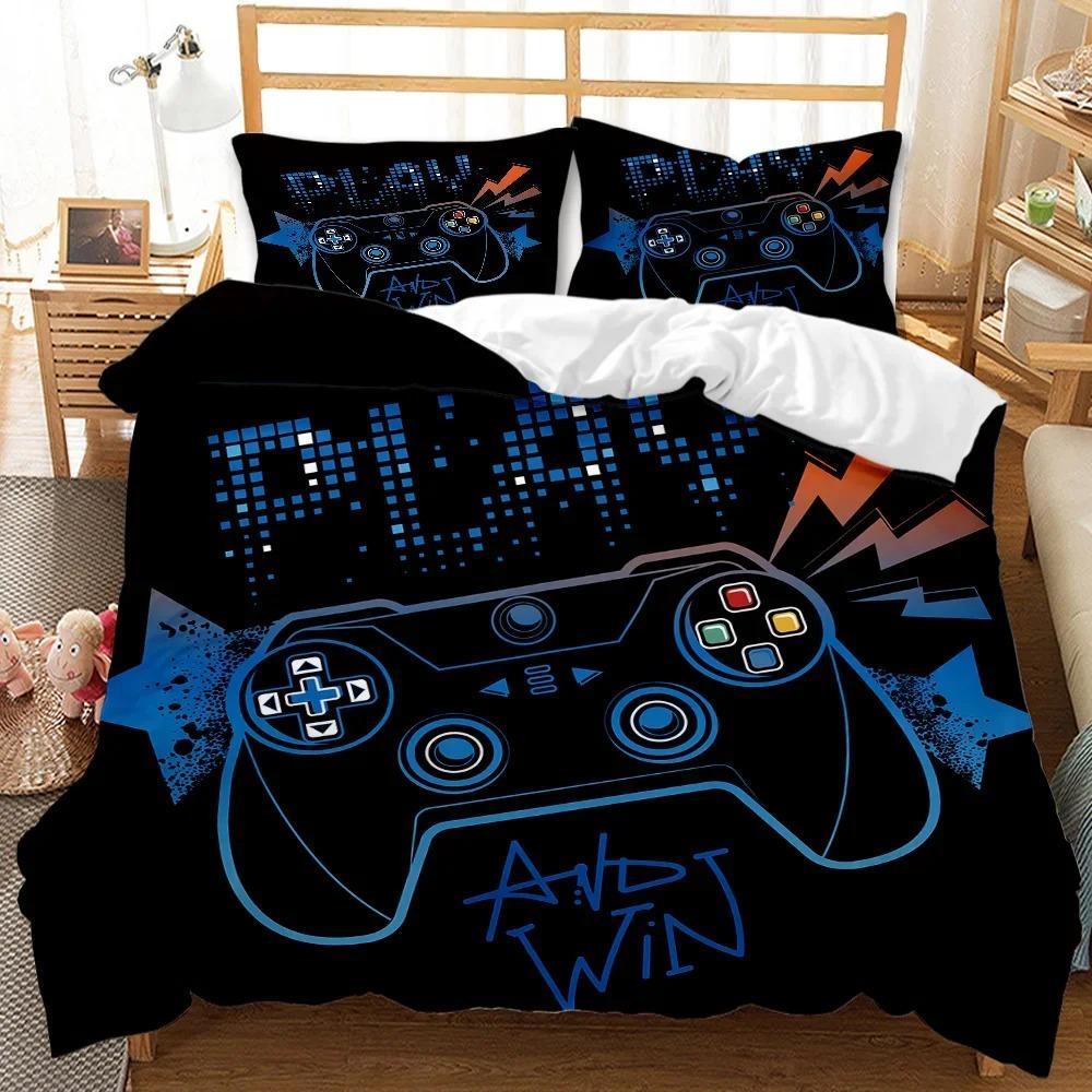 Gaming-Bettwäsche-Set, Gamer-Zimmer-Dekor, Gamer-Bettbezug, Jungen, Mädchen, Kinder, Teenager, Videospiele, Twin Queen King, Polyester-Bettbezug