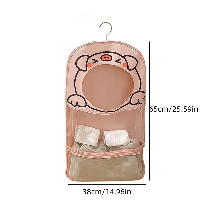 Playful Cartoon Hanging Bag Waterproof Wall Mounted Storage for Underwear Socks Multi Purpose Visible Organizer