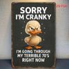 Metal Wall Art Duck Retro Sign for Bar Vintage Sorry I'm Cranky Plate 12x30 cm