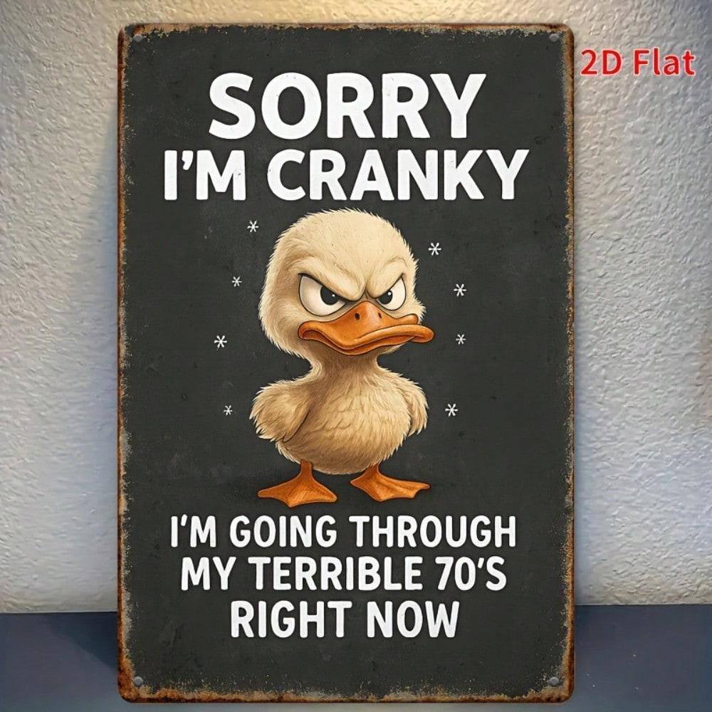 

Metal Wall Art Duck Retro Sign for Bar Vintage Sorry I m Cranky Plate 12x30 cm